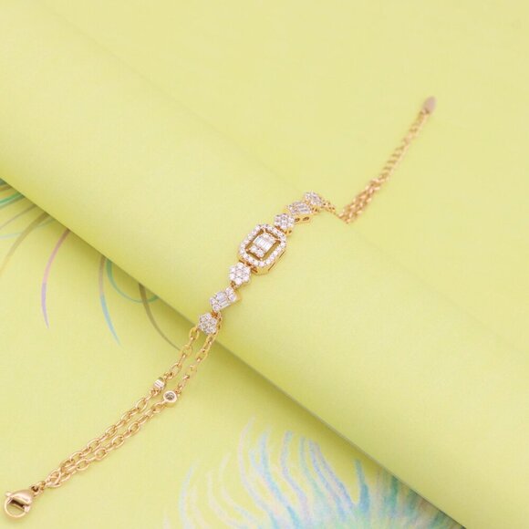 "Elegant Rose Gold Bracelet with Sparkling Gem Accents, XPBL0936 - Picture 7 of 14